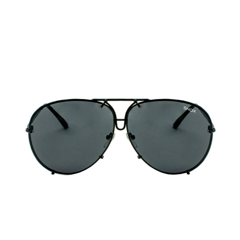 Blackout – Oversized Unisex Aviators in Classic Matte Black Shoxshades