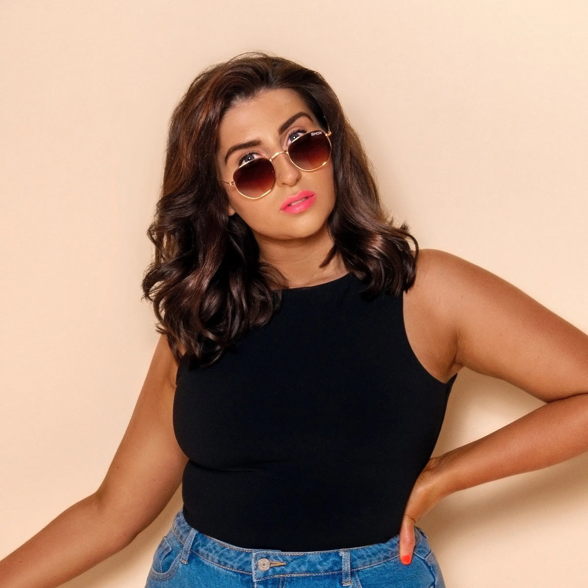In The Mix – Hexagonal Metal Frame Sunglasses SHOX