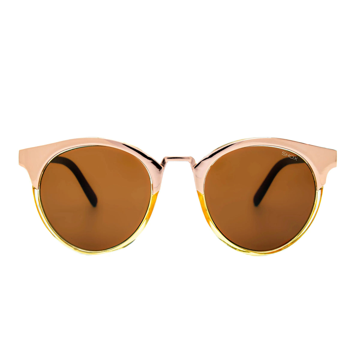 Oh My – Round Frame Sunglasses with Polished Gold Detailing Shoxshades